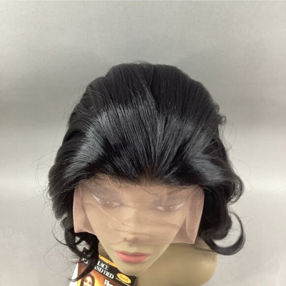 Berlin #1B Off Black Straight Brazilian Human Hair Blend Lace Front Wig - Picture 3 of 11